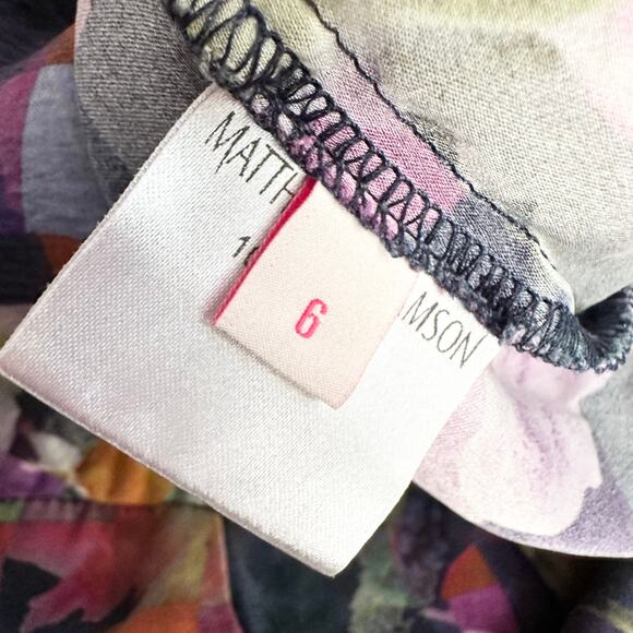 Matthew Williamson Blue Purple Pink Floral Silk Print Rose Gold Zipper Pants 6 - Picture 12 of 12